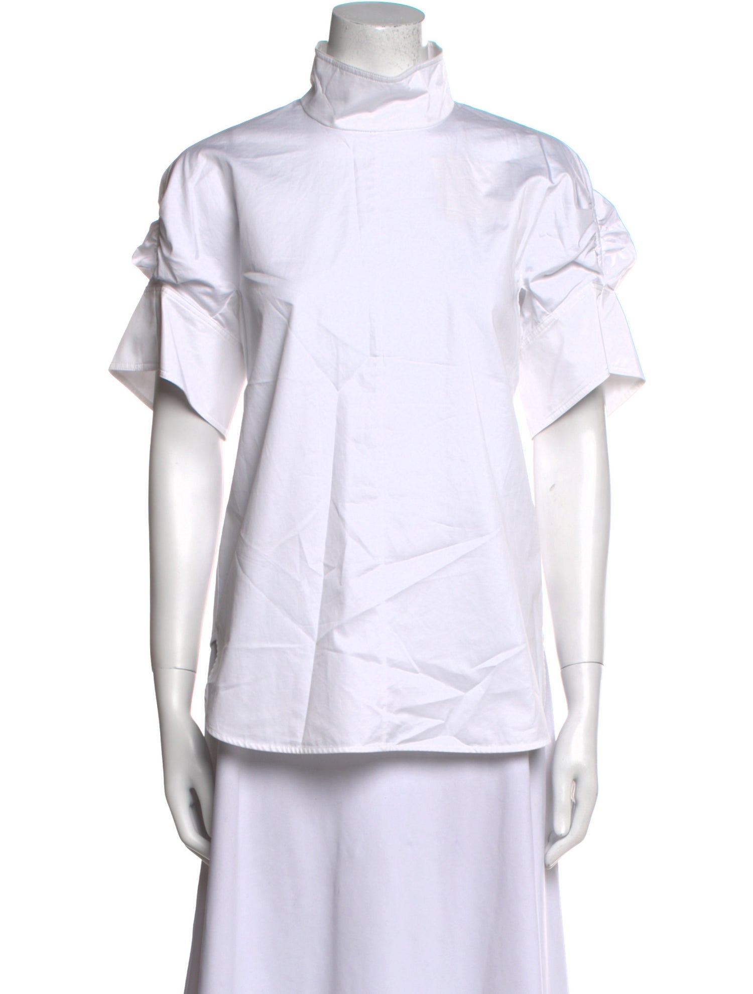 Tibi Mock Neck Short Sleeve Button-Up Top w/ Tags