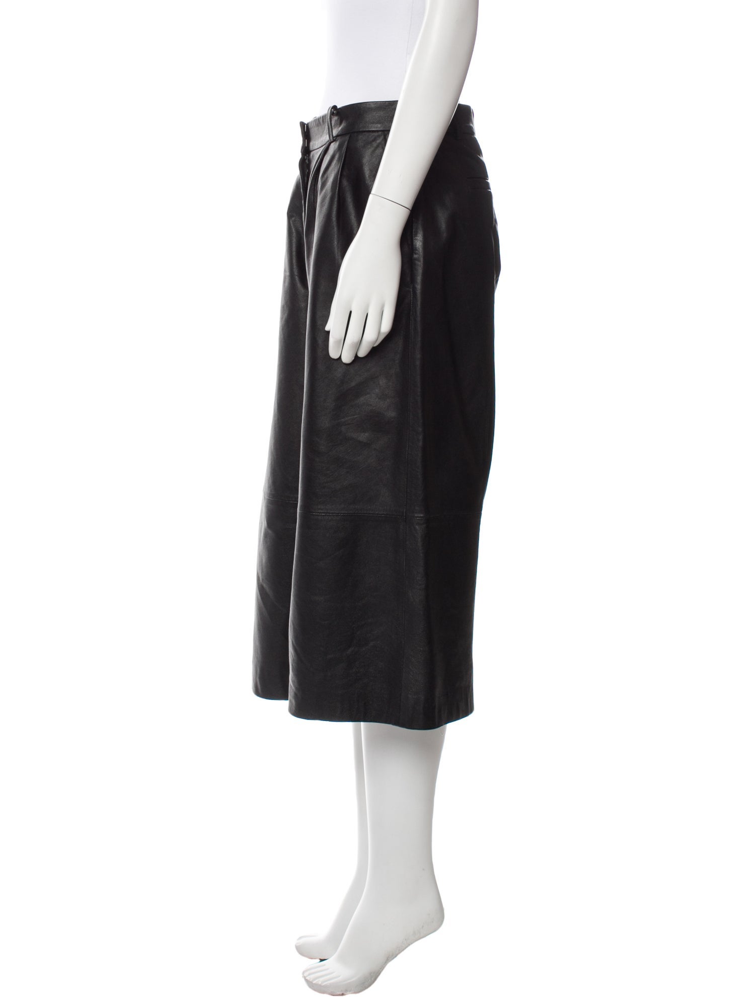 Tibi Lamb Leather Knee-Length Shorts