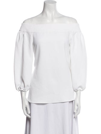 Tibi Off-The-Shoulder Three-Quarter Sleeve Blouse