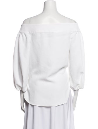 Tibi Off-The-Shoulder Three-Quarter Sleeve Blouse