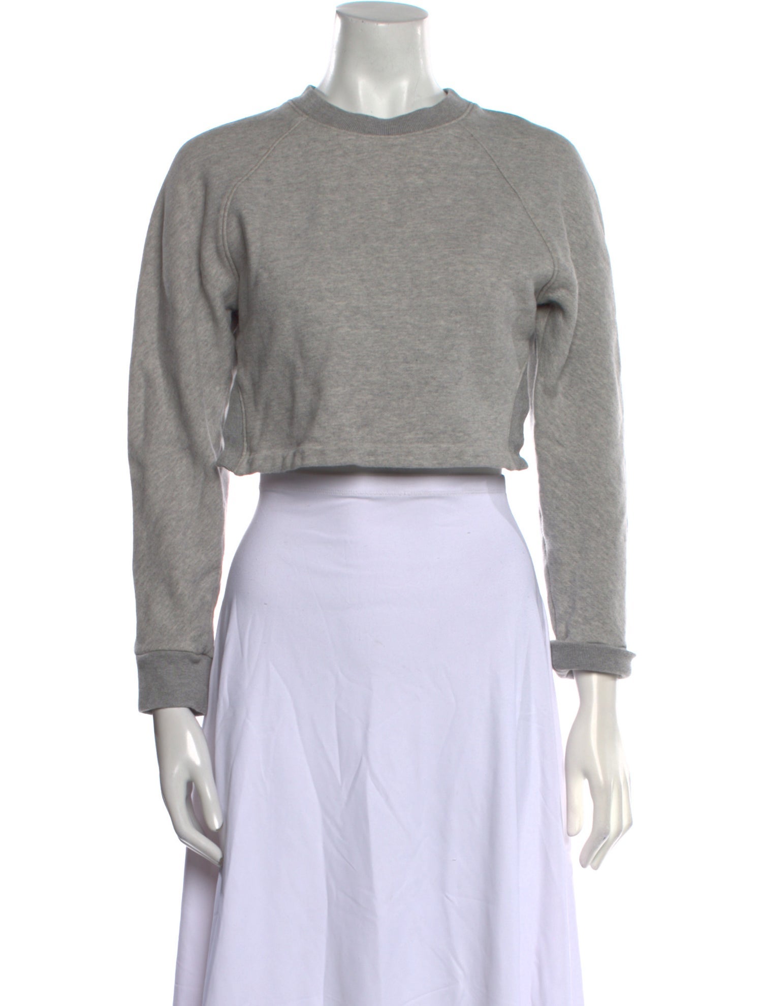 Tibi Crew Neck Three-Quarter Sleeve Crop Top