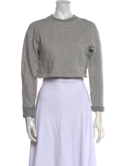 Tibi Crew Neck Three-Quarter Sleeve Crop Top