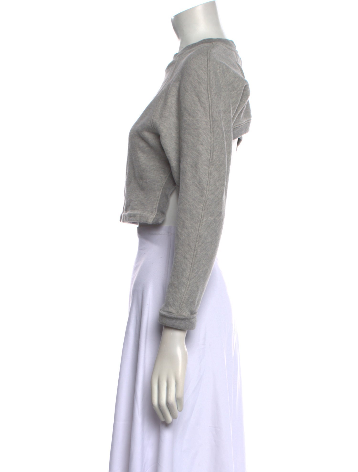 Tibi Crew Neck Three-Quarter Sleeve Crop Top