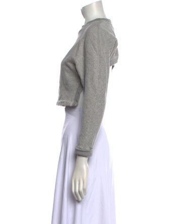 Tibi Crew Neck Three-Quarter Sleeve Crop Top