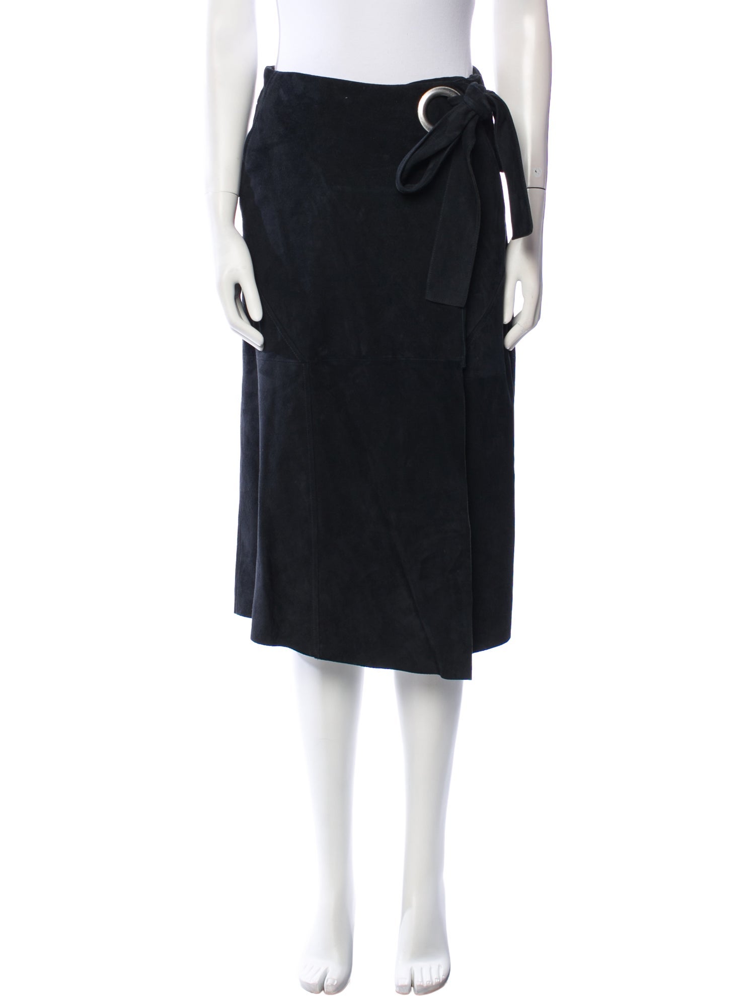 Tibi Goat Leather Knee-Length Skirt