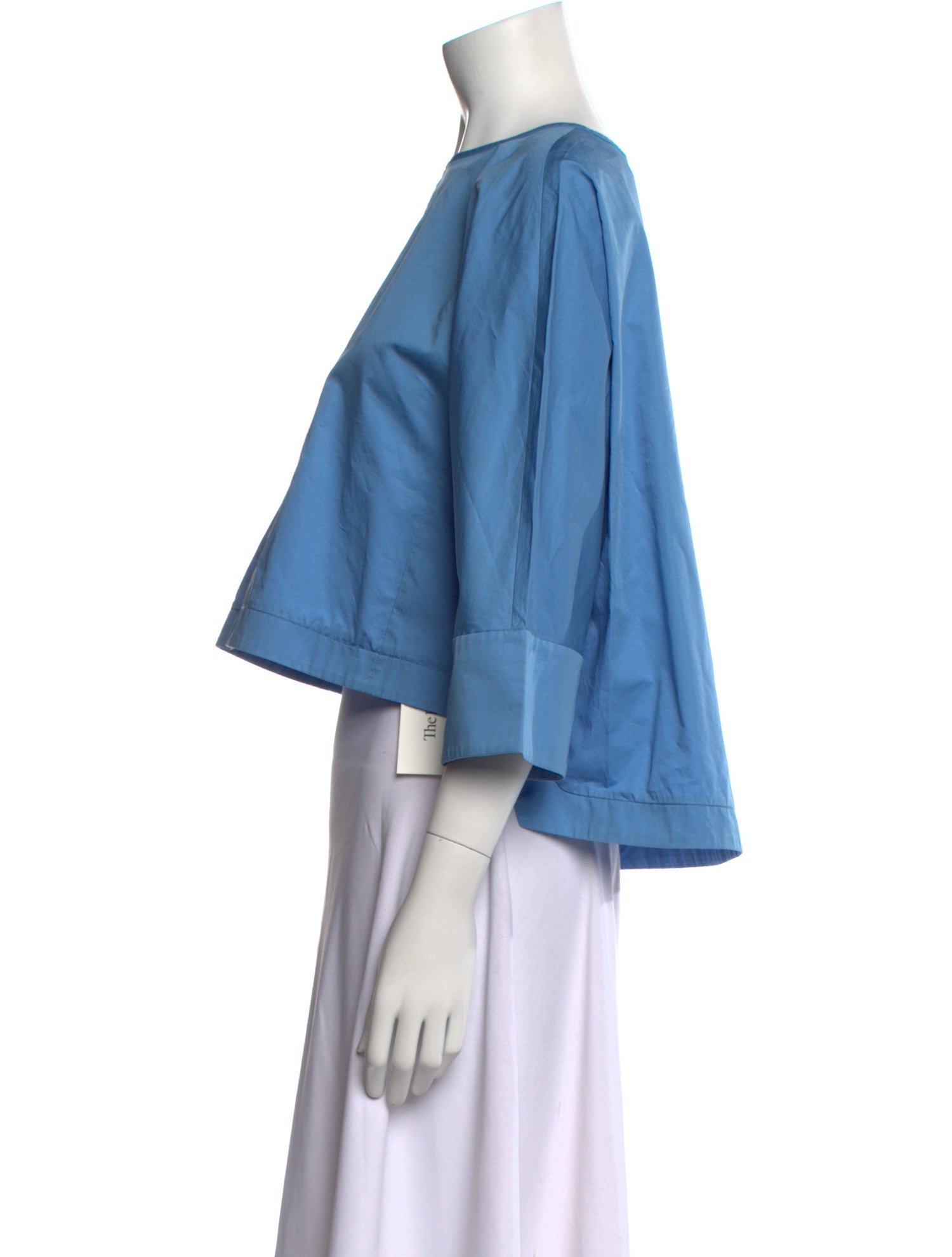 Tibi Bateau Neckline Three-Quarter Sleeve Crop Top