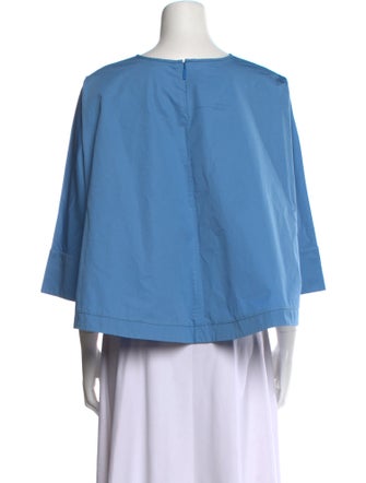 Tibi Bateau Neckline Three-Quarter Sleeve Crop Top