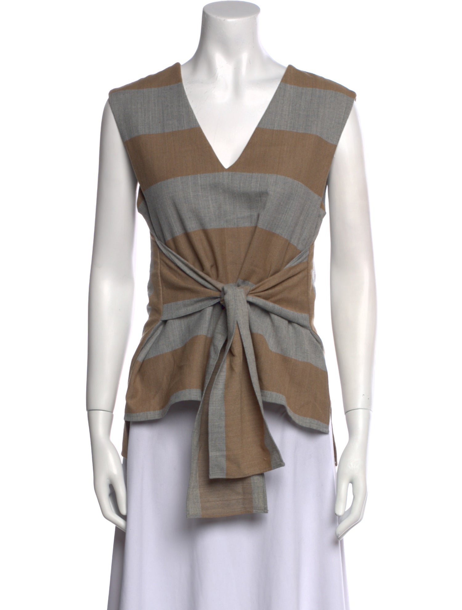 Tibi Striped V-Neck Top