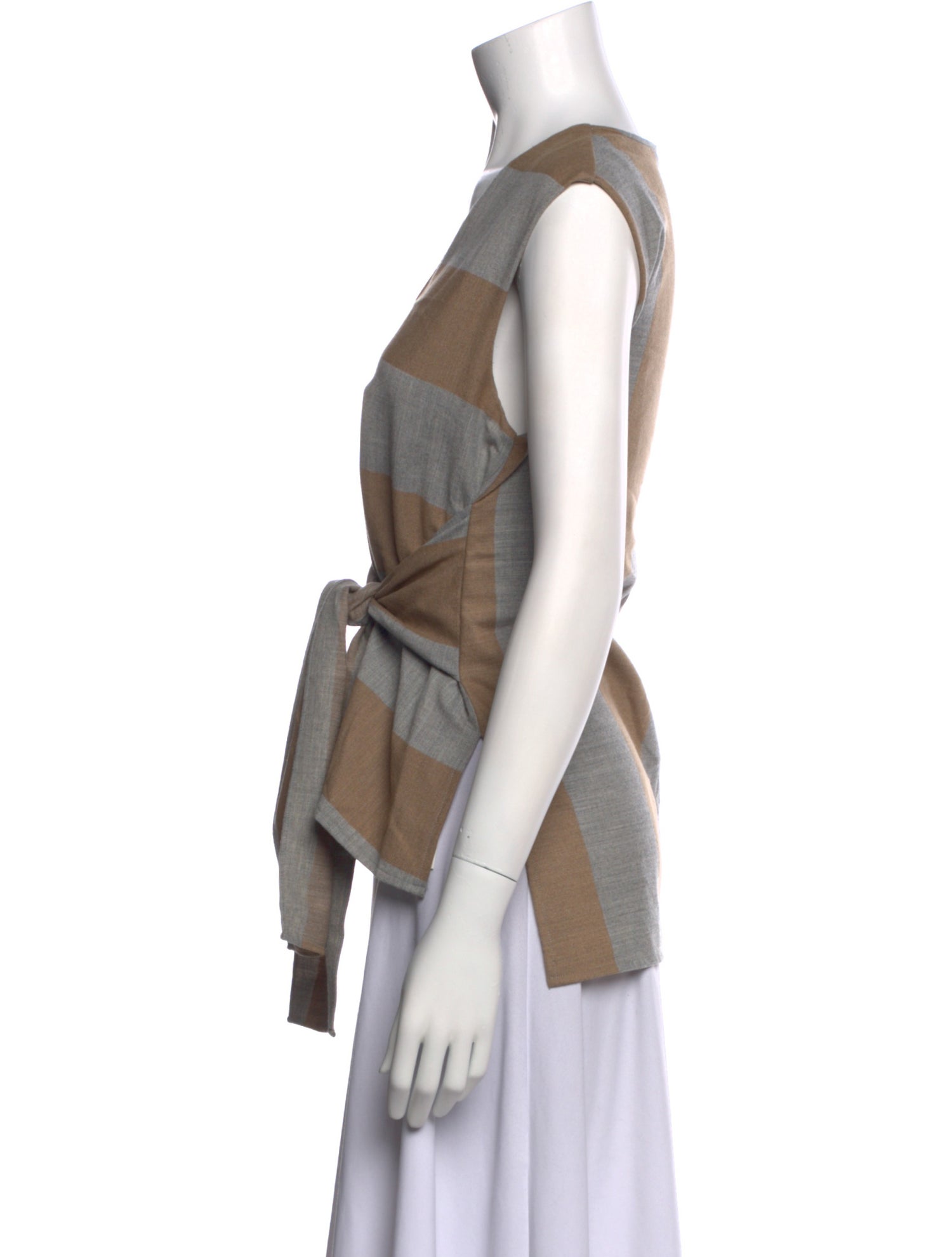 Tibi Striped V-Neck Top