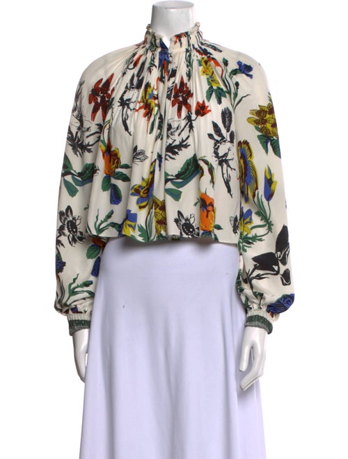 Tibi Silk Floral Print Crop Top