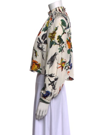 Tibi Silk Floral Print Crop Top