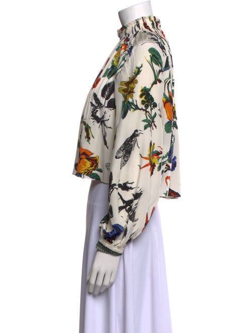 Tibi Silk Floral Print Crop Top