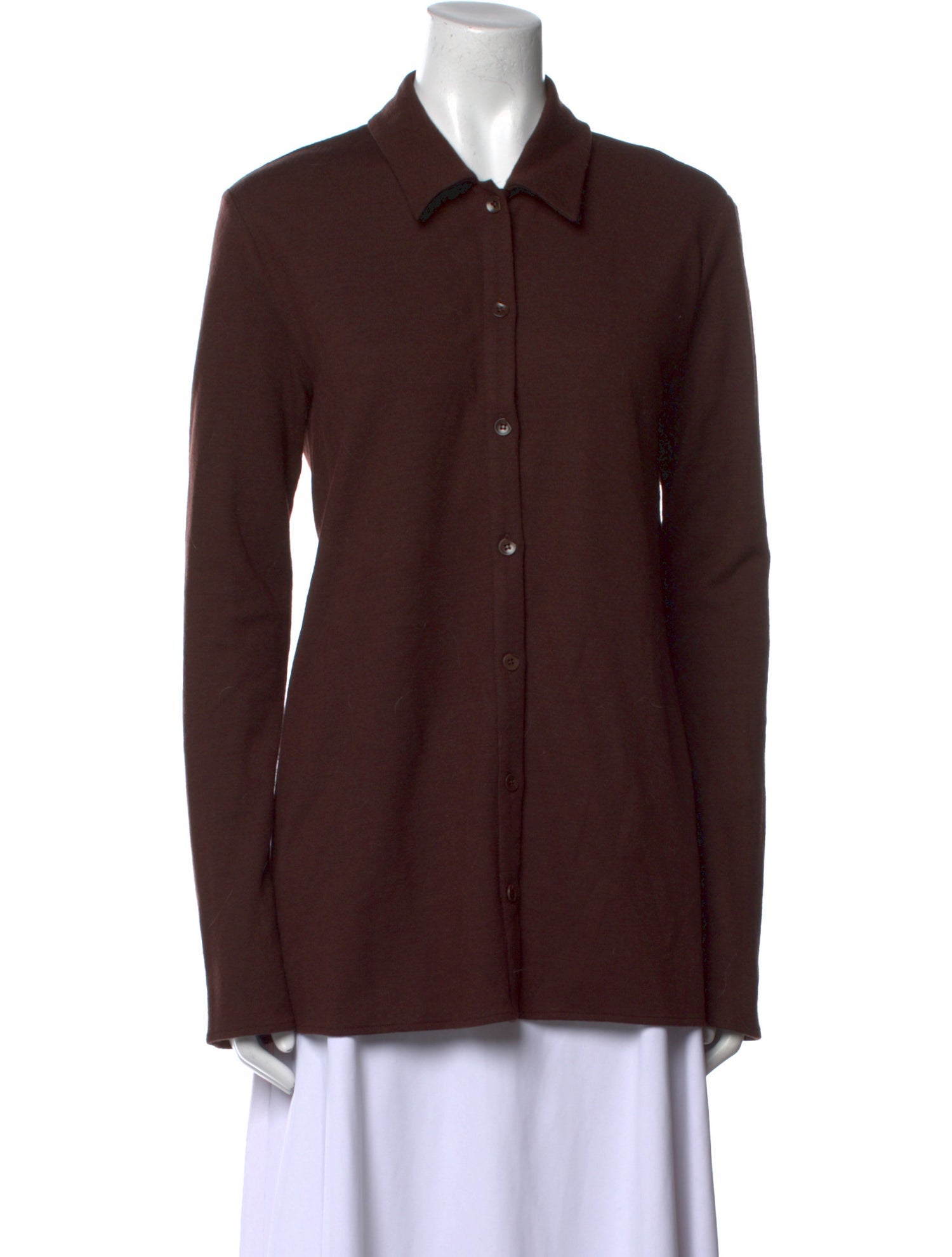 Tibi Wool Long Sleeve Button-Up Top
