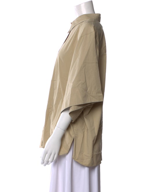 Tibi Three-Quarter Sleeve Button-Up Top