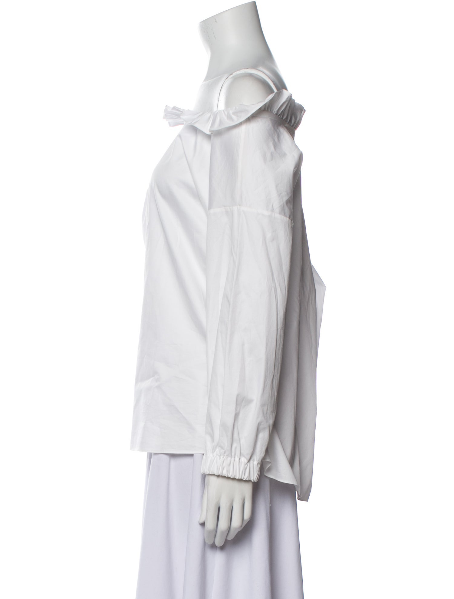 Tibi Off-The-Shoulder Three-Quarter Sleeve Blouse