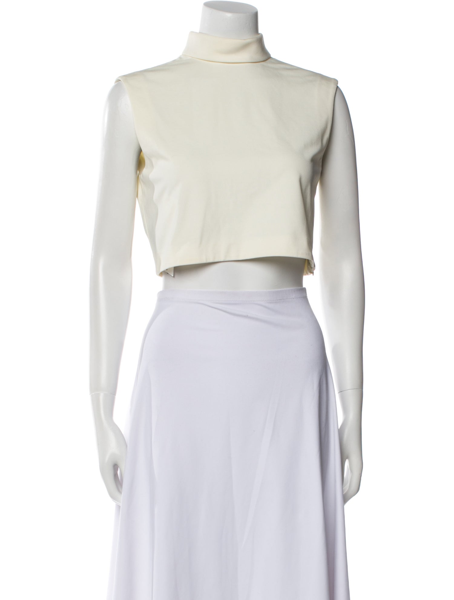 Tibi Mock Neck Sleeveless Crop Top
