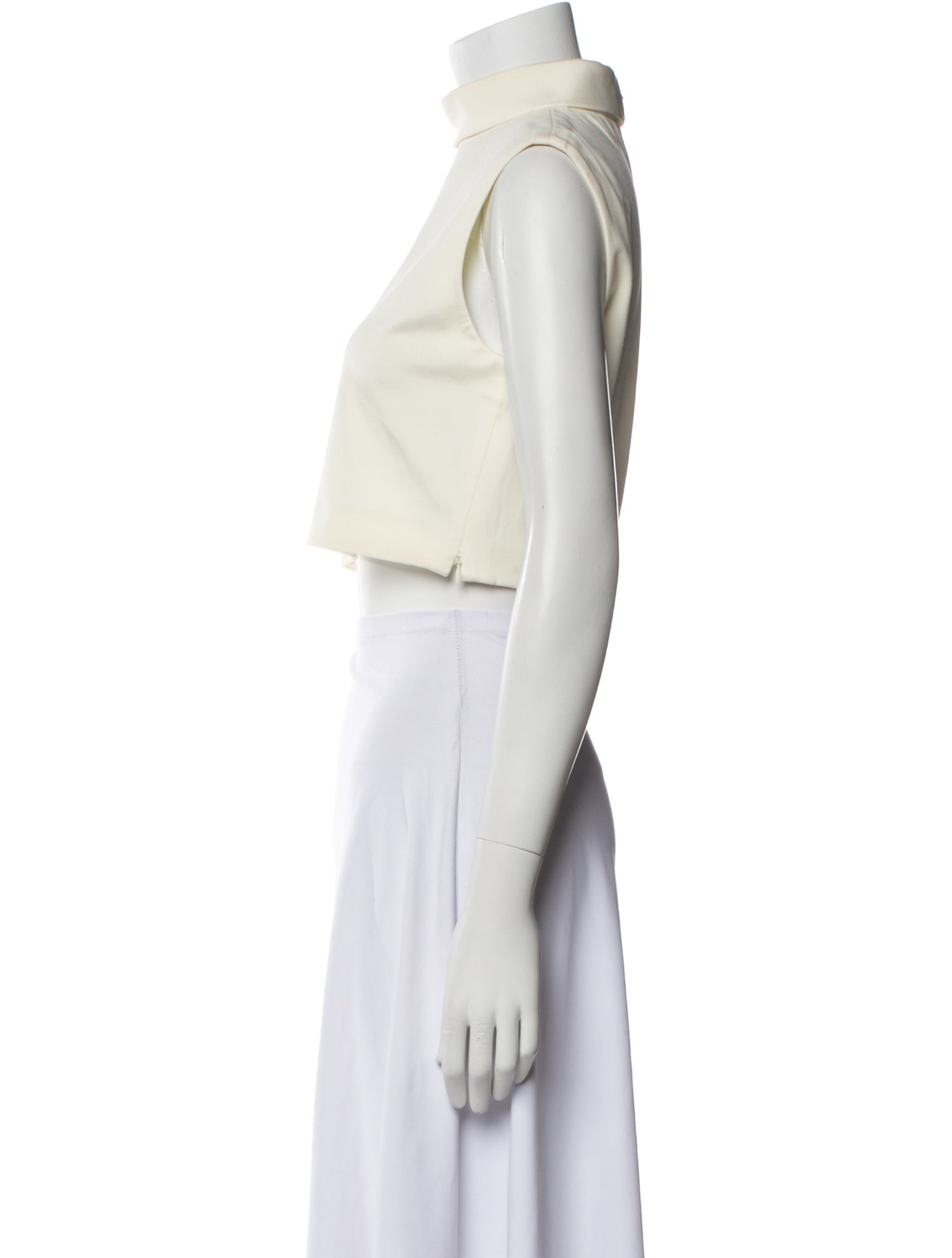 Tibi Mock Neck Sleeveless Crop Top