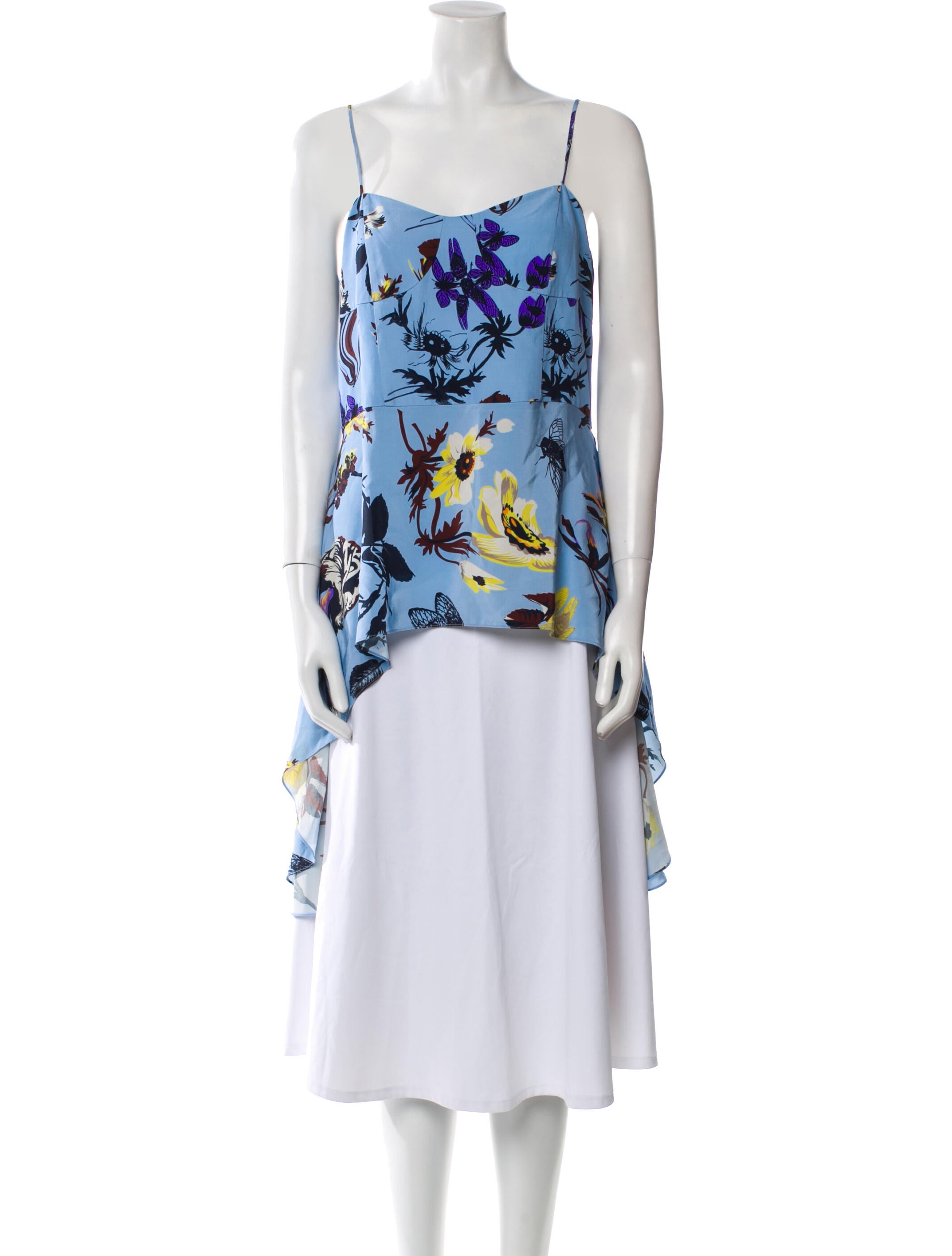 Tibi Silk Floral Print Top