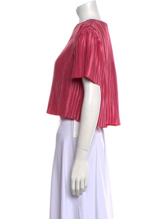 Tibi Striped Bateau Neckline Crop Top