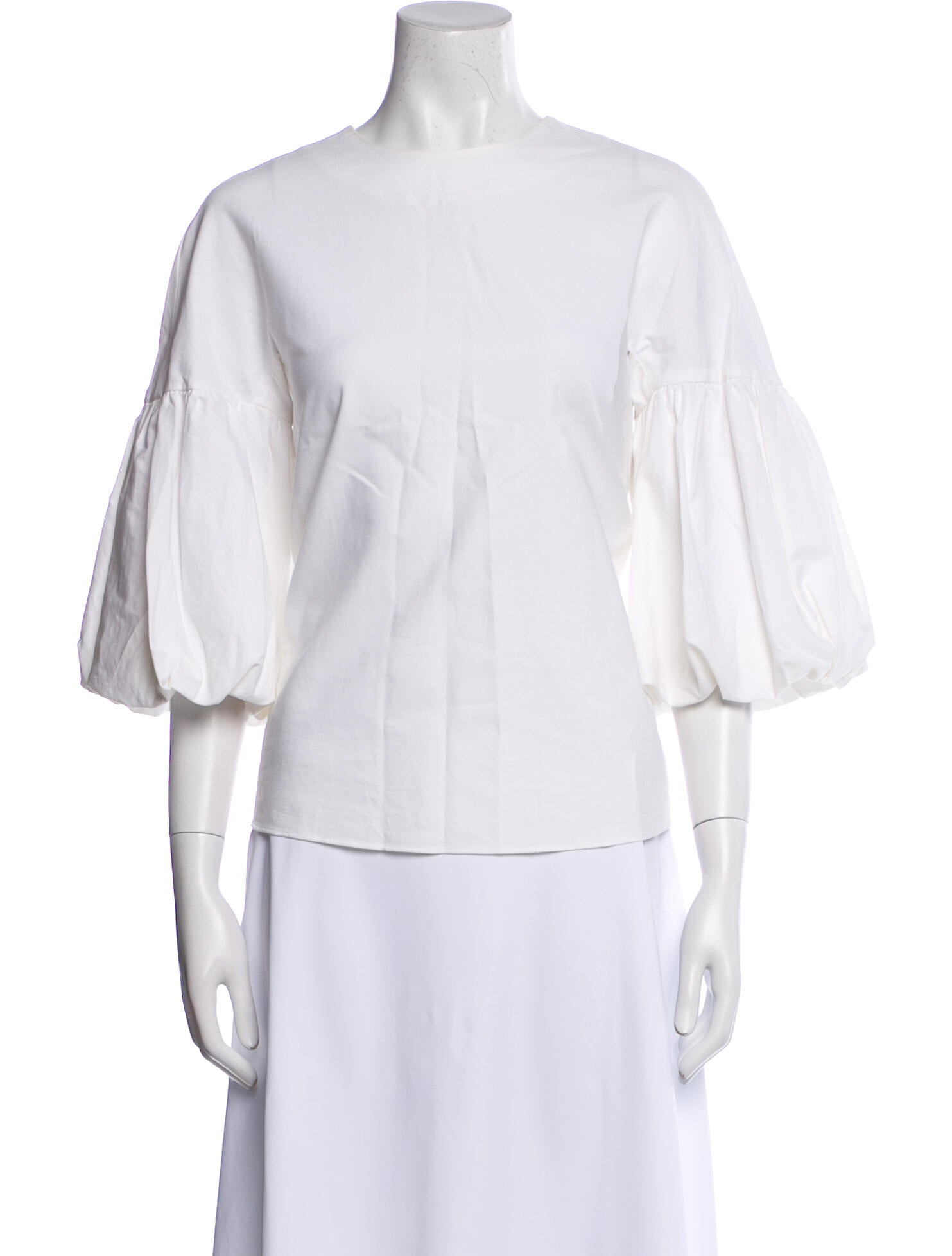 Tibi Scoop Neck Three-Quarter Sleeve Blouse