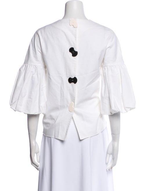 Tibi Scoop Neck Three-Quarter Sleeve Blouse