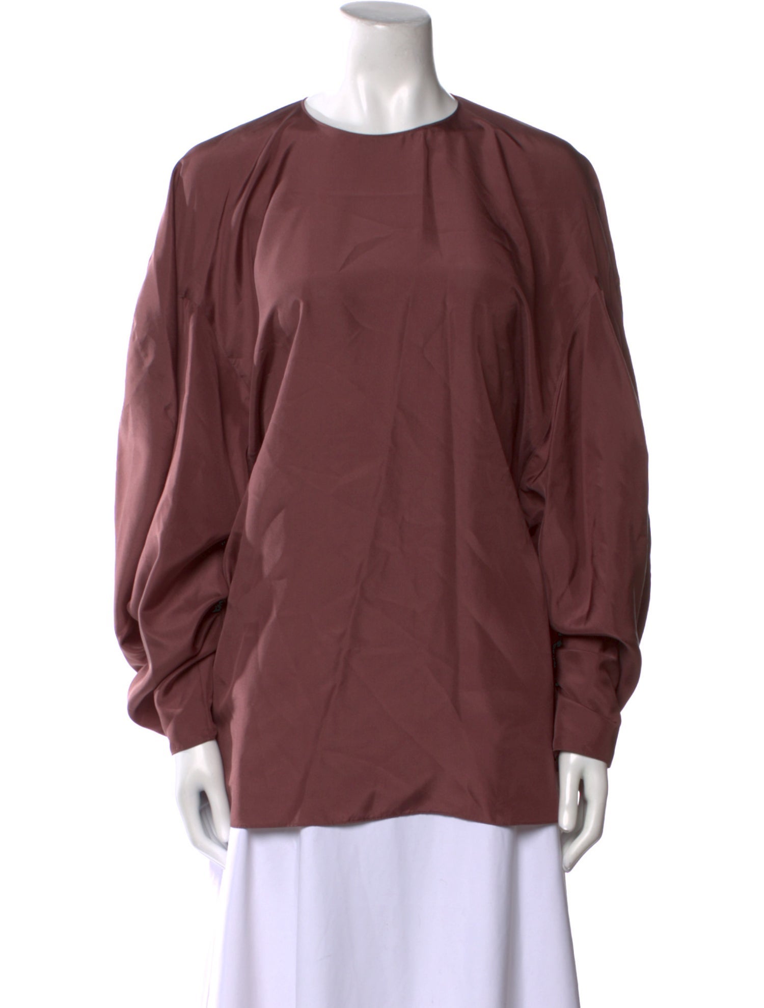 Tibi Crew Neck Long Sleeve Blouse