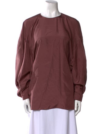 Tibi Crew Neck Long Sleeve Blouse
