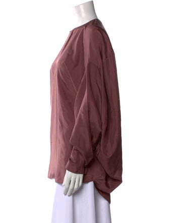 Tibi Crew Neck Long Sleeve Blouse