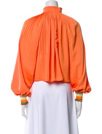 Tibi Mock Neck Long Sleeve Crop Top