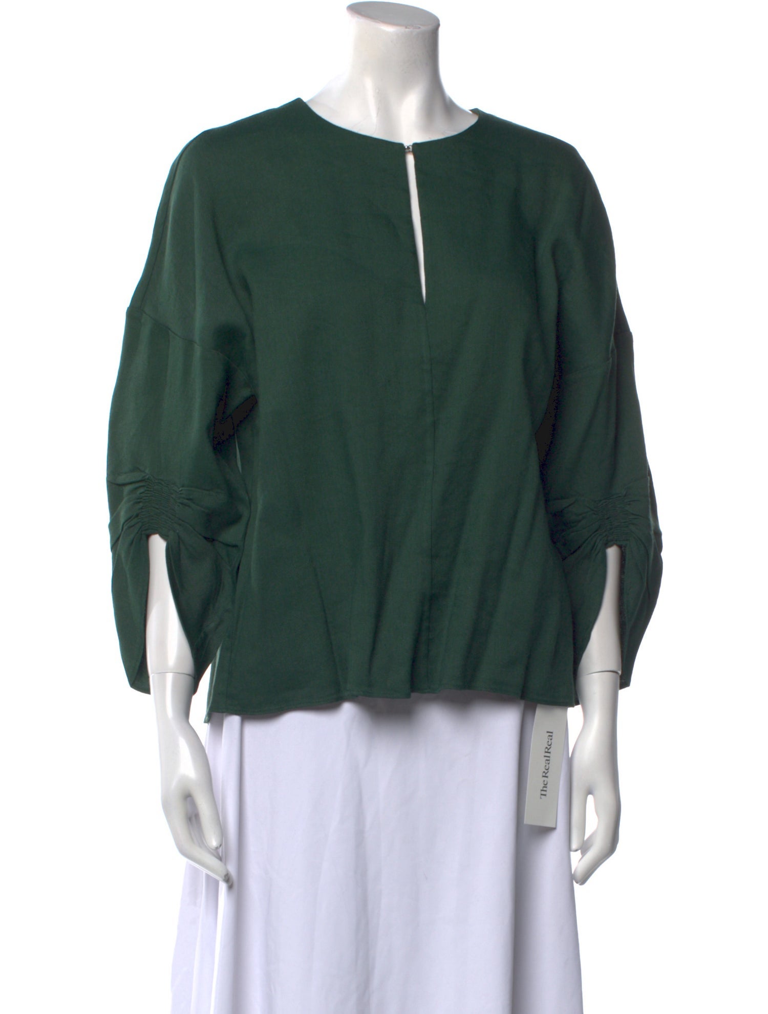 Tibi Scoop Neck Three-Quarter Sleeve Blouse