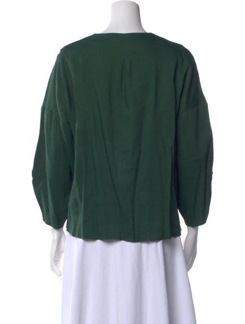 Tibi Scoop Neck Three-Quarter Sleeve Blouse