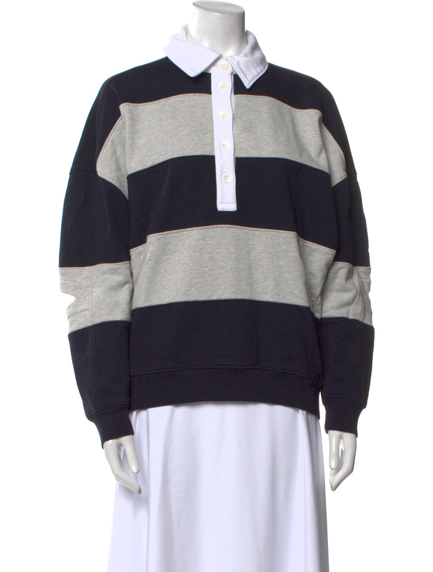 Tibi Striped Long Sleeve Sweatshirt