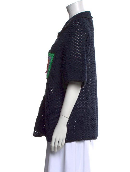 Tibi Printed Short Sleeve Button-Up Top