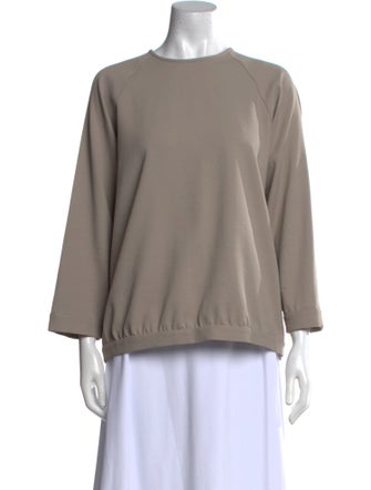 Tibi Crew Neck Three-Quarter Sleeve Sweatshirt