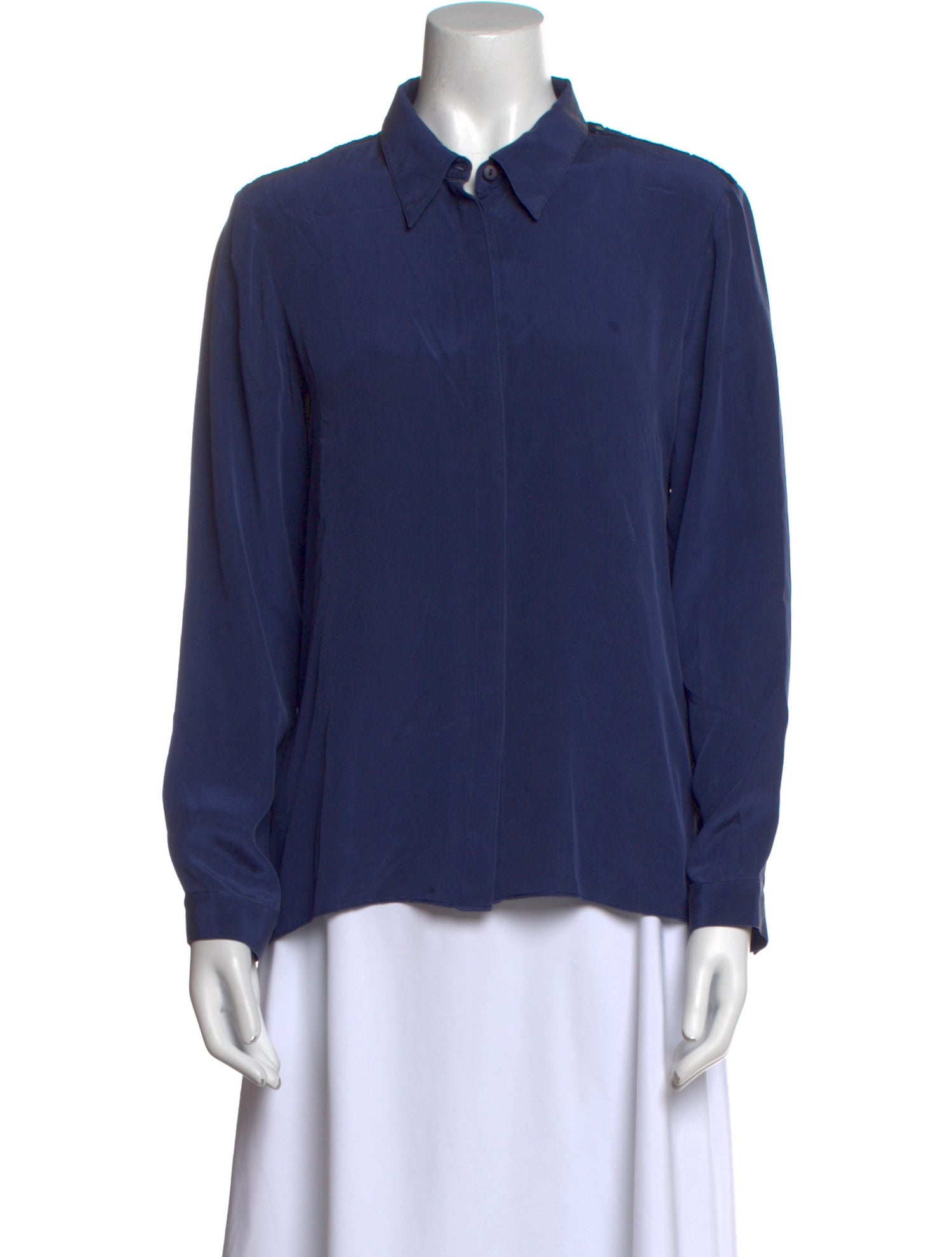Tibi Silk Long Sleeve Button-Up Top