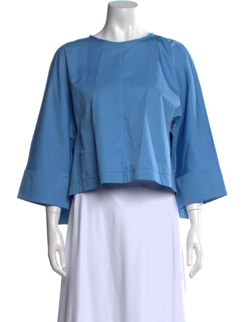 Tibi Bateau Neckline Three-Quarter Sleeve Crop Top