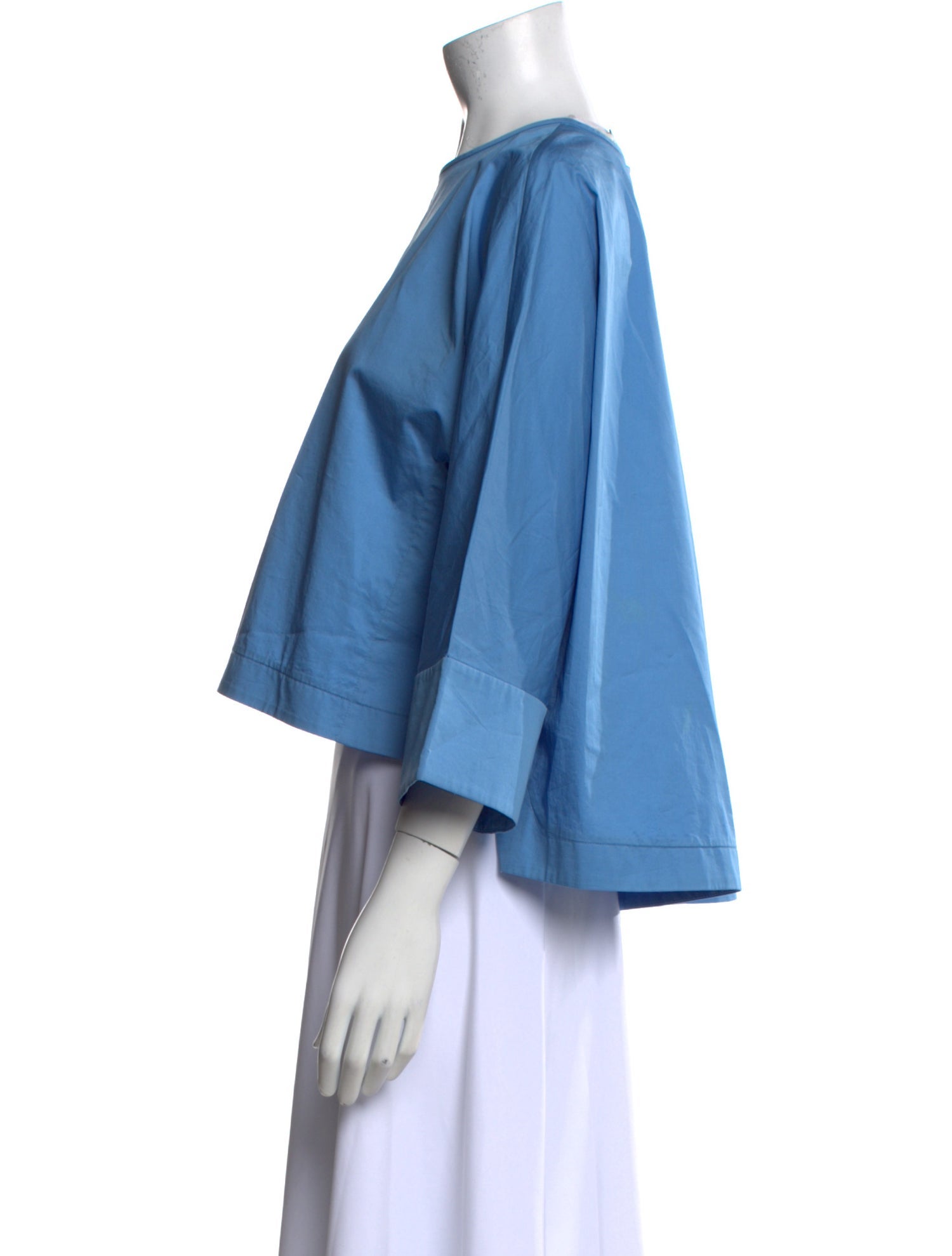 Tibi Bateau Neckline Three-Quarter Sleeve Crop Top