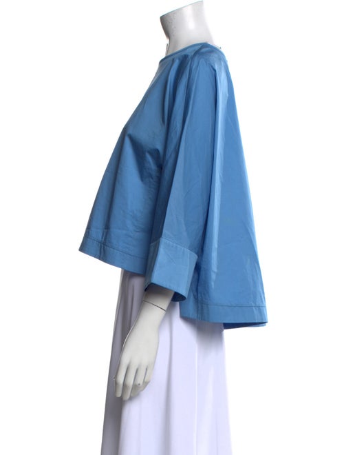 Tibi Bateau Neckline Three-Quarter Sleeve Crop Top