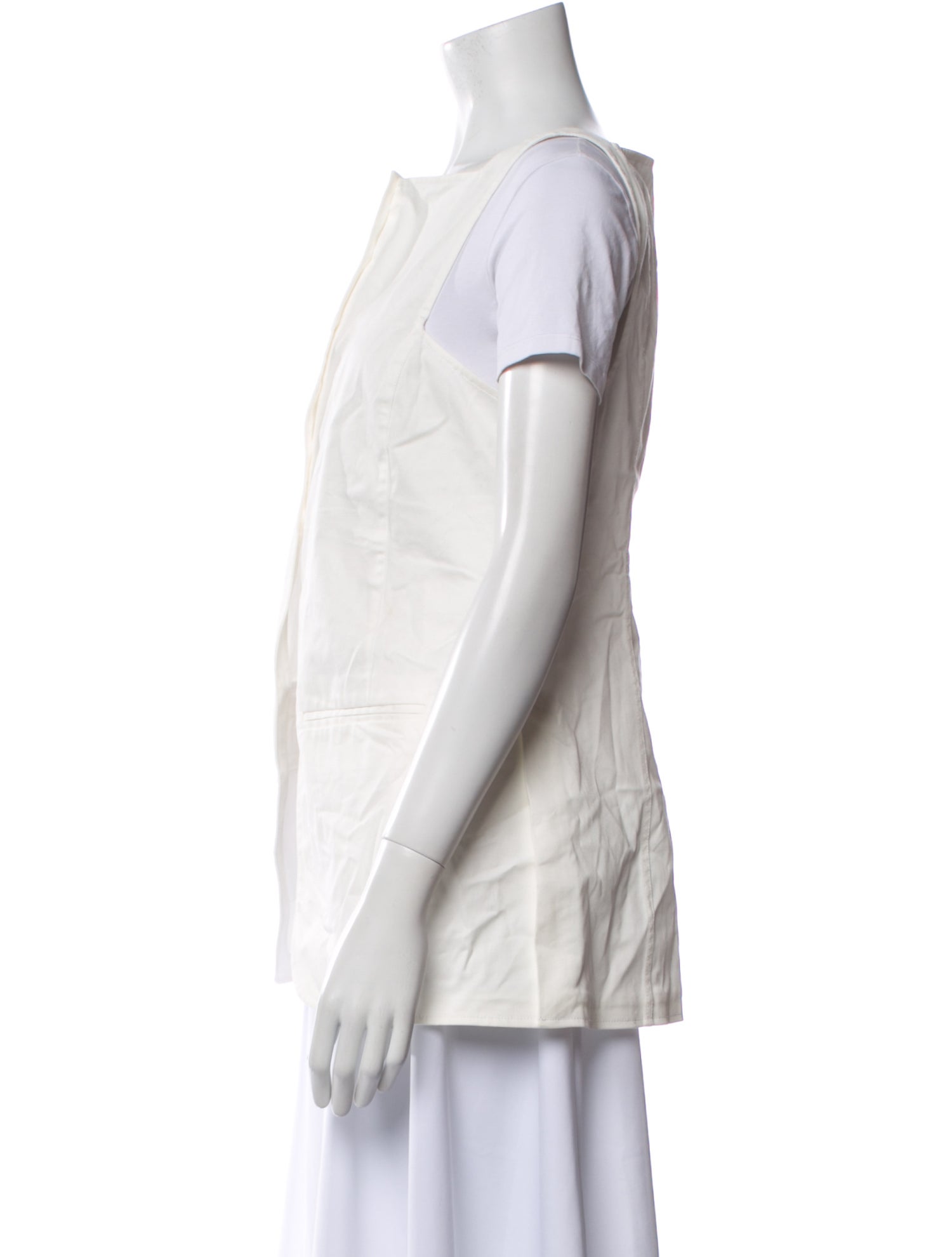 Tibi Square Neckline Short Sleeve Button-Up Top