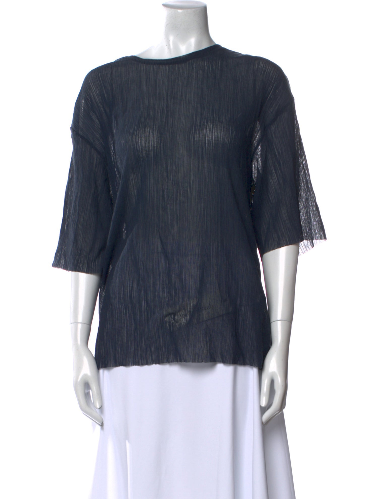 Tibi Bateau Neckline Three-Quarter Sleeve Blouse