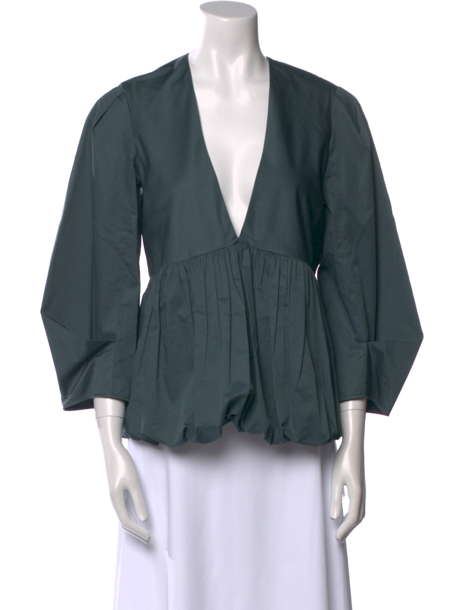 Tibi V-Neck Three-Quarter Sleeve Blouse