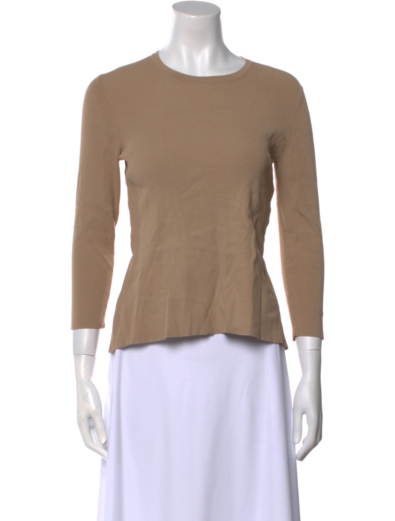 Tibi Crew Neck Three-Quarter Sleeve Top