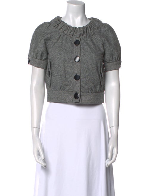 Tibi Crew Neck Short Sleeve Crop Top