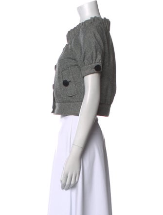 Tibi Crew Neck Short Sleeve Crop Top