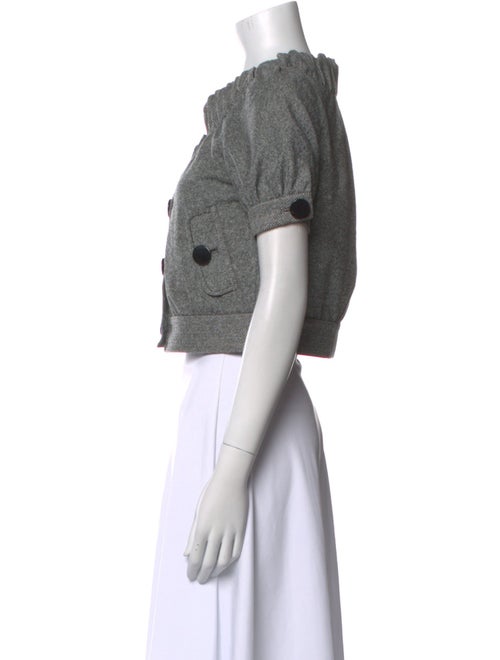 Tibi Crew Neck Short Sleeve Crop Top