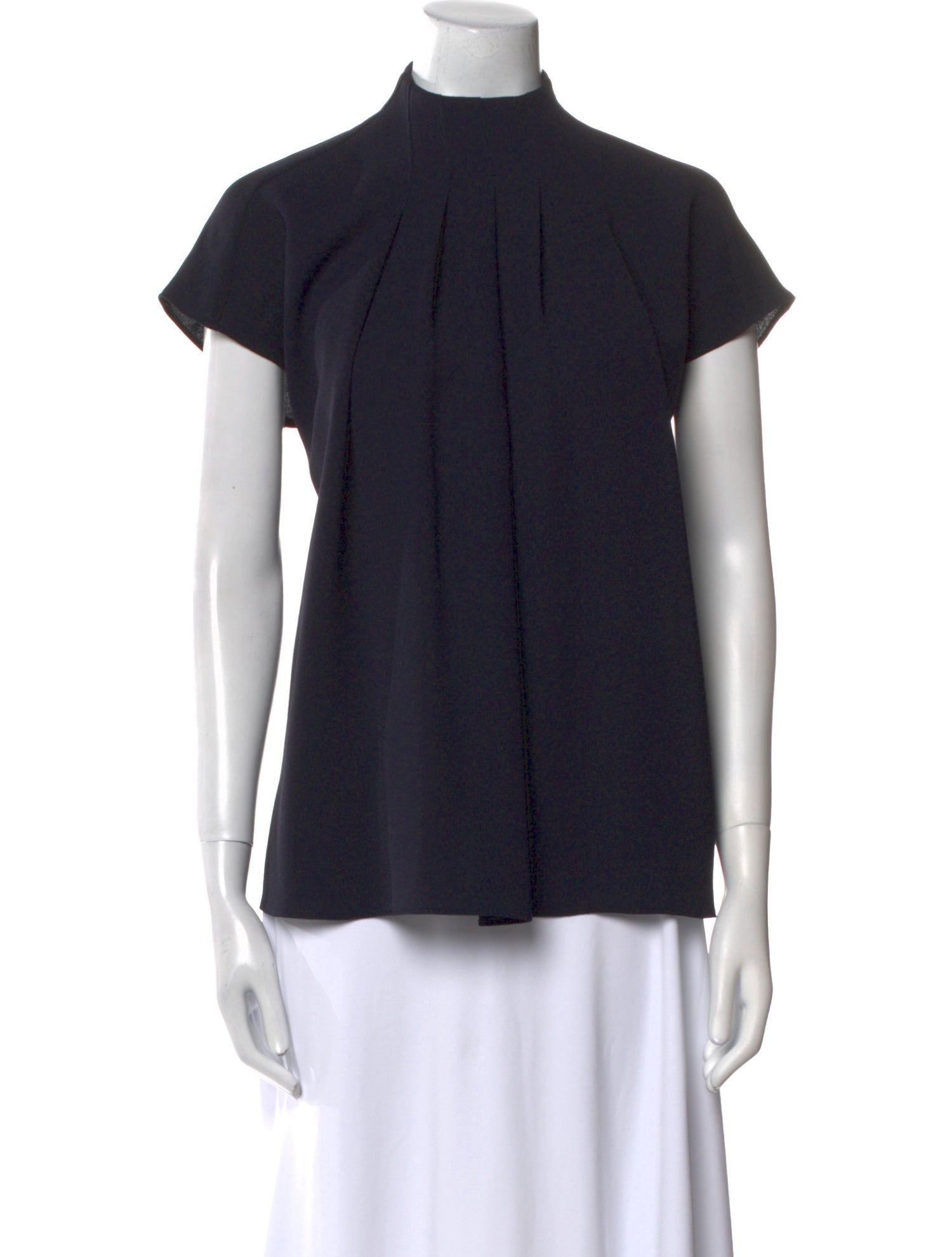 Tibi Mock Neck Short Sleeve Top