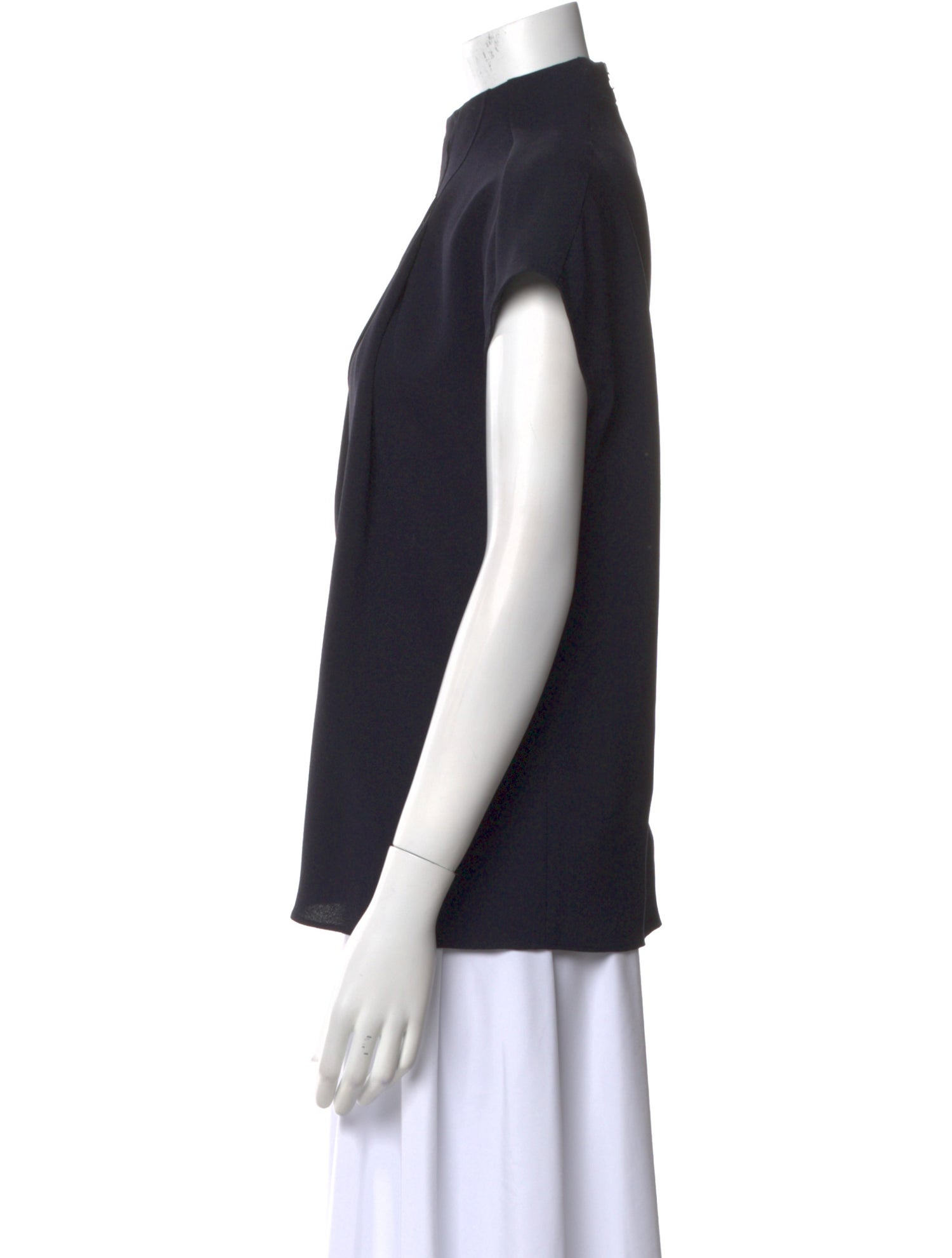 Tibi Mock Neck Short Sleeve Top