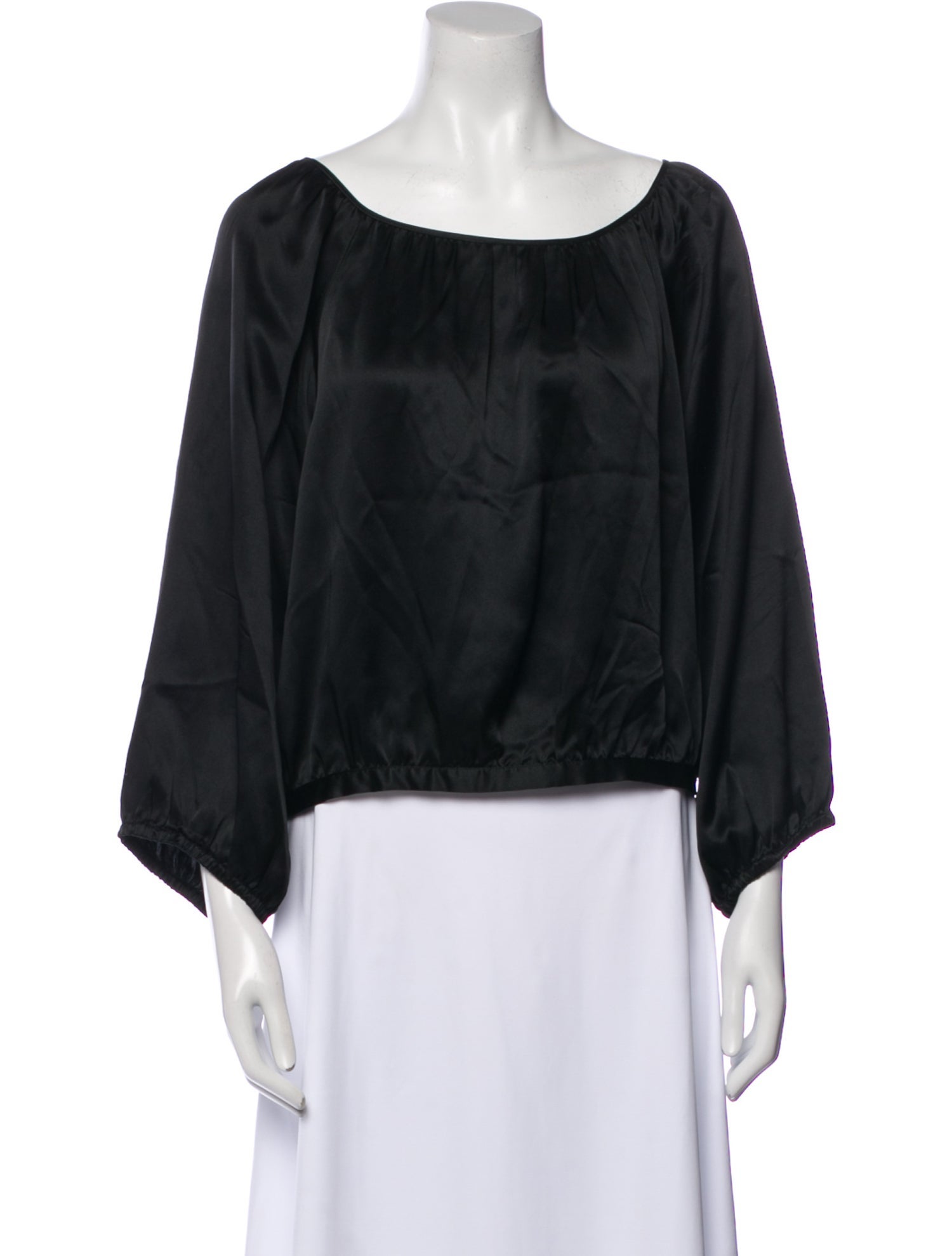 Tibi Bateau Neckline Three-Quarter Sleeve Blouse