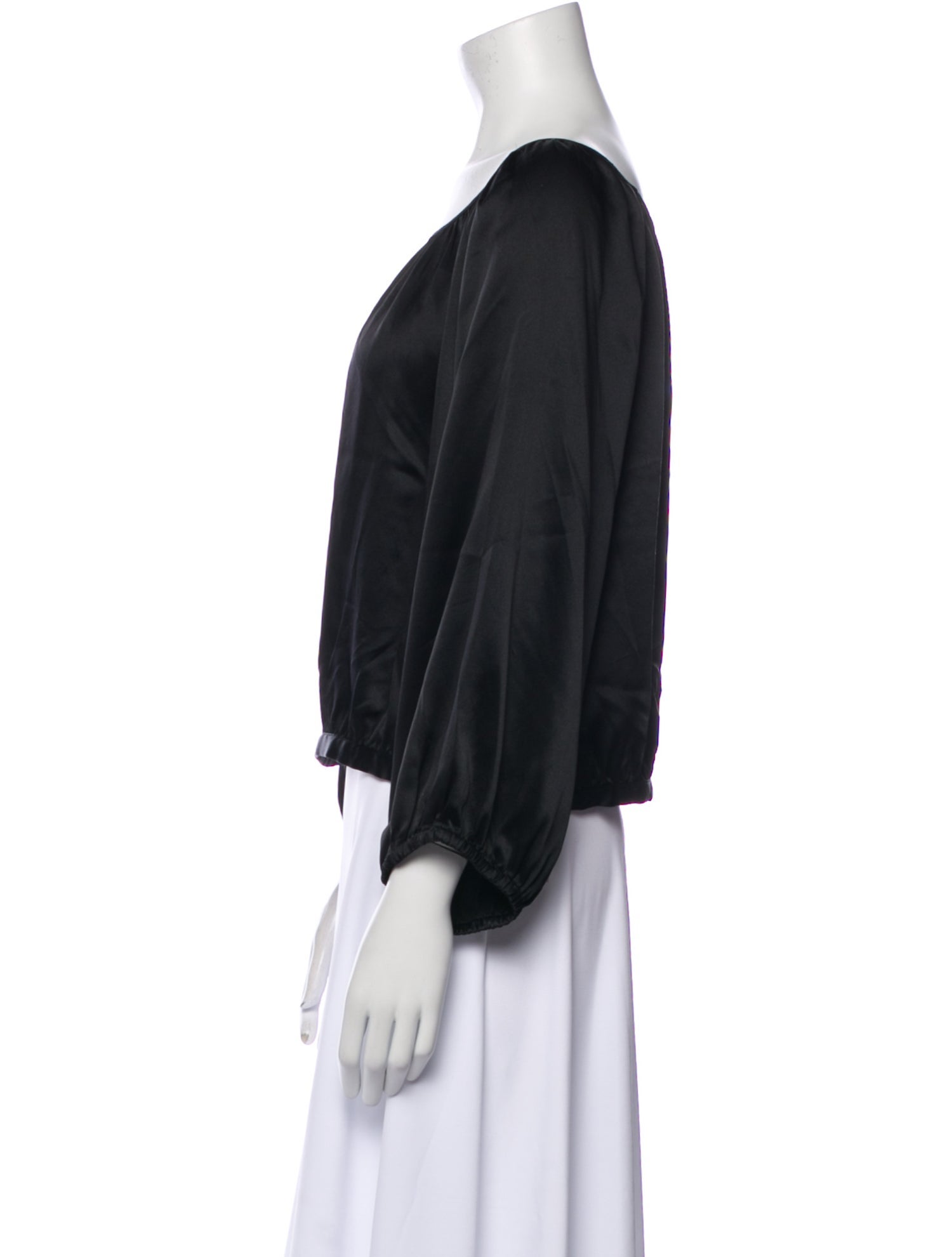 Tibi Bateau Neckline Three-Quarter Sleeve Blouse