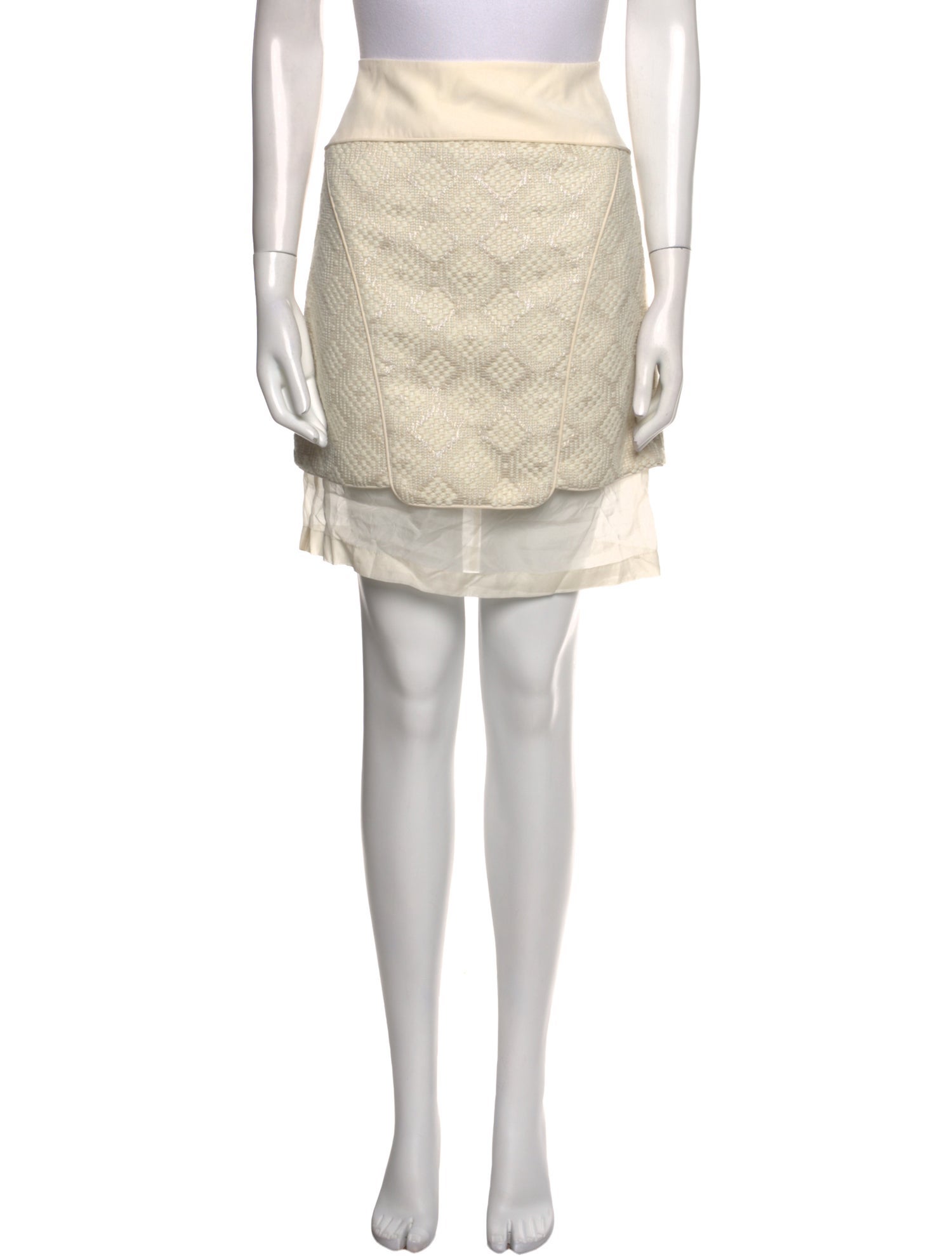 Tibi Embroidered Accent Knee-Length Skirt